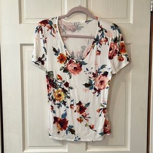 Maurices 24-7 Floral V-Neck T-Shirt